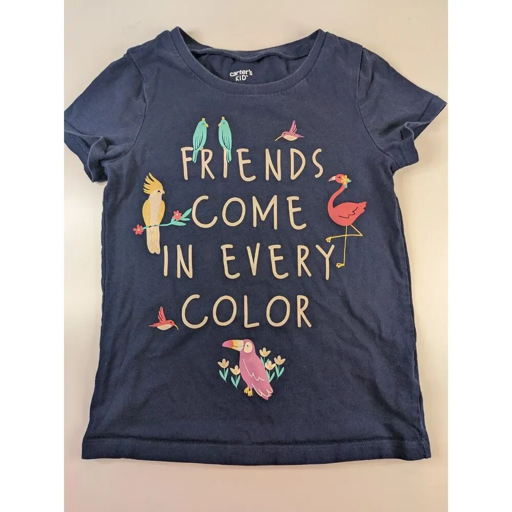Carter’s girls size 5 navy blue bird graphic short sleeve shirt